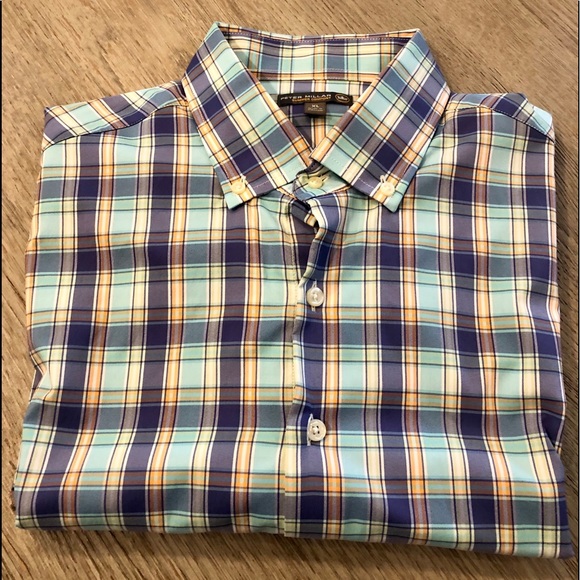 Peter Millar Short Sleeve Plaid Sport Shirt - Picture 1 of 2